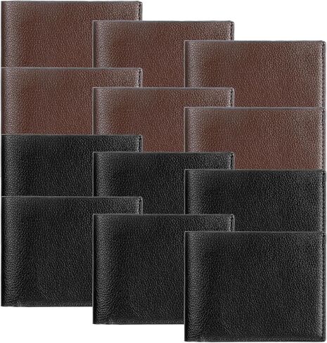 12 Pieces Wallet for Men Leather Men's Wallets Bulk for DIY Engraving With Money Clip Card Holder(6 Black and 6 Light Brown) in Saudi Arabia
