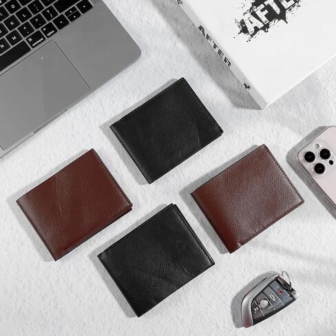12 Pieces Wallet for Men Leather Men's Wallets Bulk for DIY Engraving With Money Clip Card Holder(6 Black and 6 Light Brown) in Saudi Arabia