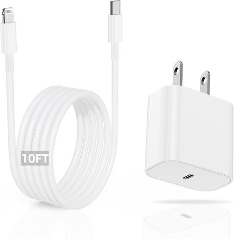 iPhone Fast Charging Block with 10ft Cable, 3Pack for Apple Certified Wall Charger Plug and USB C to Lightning Cord Long, Type C Power Adapter Cube Brick for Apple iPhone 14 Pro Max/13 Pro/12 Mini/11 in Saudi Arabia