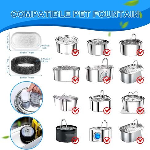 Cat Water Fountain Filters, 20Pack Cat Fountain Replacement Filters for Stainless Steel 108oz/3.2L& 67oz/2L adjustable Water Flow Pet Water Fountain,Dog Water Fountain Filters（10 Filters& 10 Sponges) in Saudi Arabia