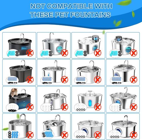 Cat Water Fountain Filters, 20Pack Cat Fountain Replacement Filters for Stainless Steel 108oz/3.2L& 67oz/2L adjustable Water Flow Pet Water Fountain,Dog Water Fountain Filters（10 Filters& 10 Sponges) in Saudi Arabia