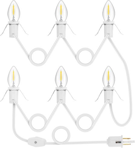 4 حزمة سلك ملحق مع 24 لمبة إضاءة LED ومنفذ إضاءة قرية عيد الميلاد بطول 46.4 قدم سلك أبيض مع مصهر احتياطي مصباح C7 أبيض دافئ ملحقات قرية عيد الميلاد لتزيين منازل القرية in Kuwait