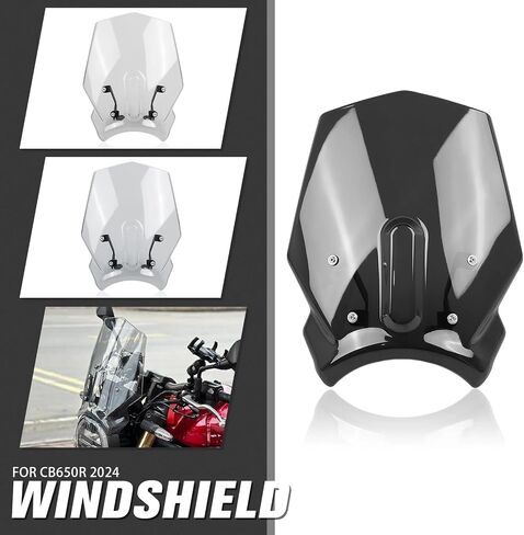 Motorcycle Windscreen Windshield Front Deflector Fairing Replacement for Honda CB650R CB 650R 2024 2025 PC Windscreen Double Bubble (Black) in Saudi Arabia