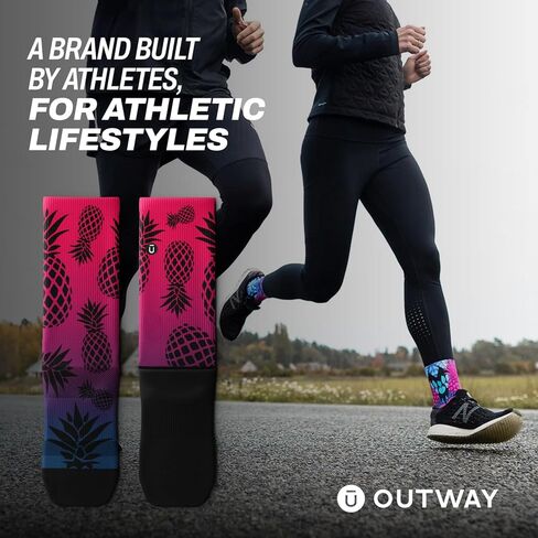 Outway Novelty Crew Socks for Men & Women, Breathable Comfort, Moisture-Wicking Athletic Calf Sock with Arch Support in Kuwait