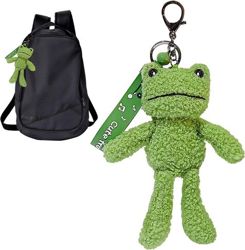 Cute Frog Plush Key Chain, Green Animal Cartoon Bag Pendant for Backpacks and Bags in Saudi Arabia
