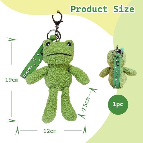 Cute Frog Plush Key Chain, Green Animal Cartoon Bag Pendant for Backpacks and Bags in Saudi Arabia