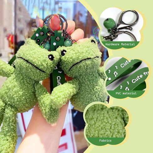 Cute Frog Plush Key Chain, Green Animal Cartoon Bag Pendant for Backpacks and Bags in Saudi Arabia