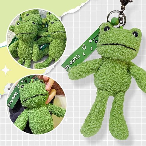 Cute Frog Plush Key Chain, Green Animal Cartoon Bag Pendant for Backpacks and Bags in Saudi Arabia
