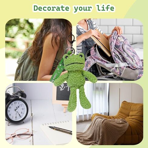 Cute Frog Plush Key Chain, Green Animal Cartoon Bag Pendant for Backpacks and Bags in Saudi Arabia