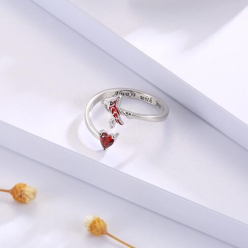 Sterling Silver Cardinal Cross Jewelry for Women: Red Bird Cardinal Cross Earrings Adjustable Ring Pendant Necklace Memorial Jewelry Gift in Saudi Arabia