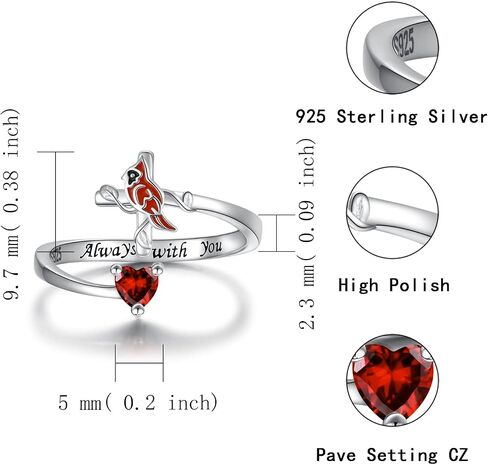 Sterling Silver Cardinal Cross Jewelry for Women: Red Bird Cardinal Cross Earrings Adjustable Ring Pendant Necklace Memorial Jewelry Gift in Saudi Arabia