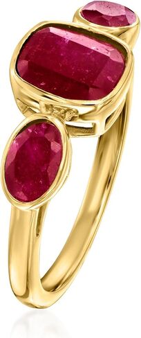 Ross-Simons 3.30 ct. t.w. Ruby 3-Stone Ring in 18kt Gold Over Sterling in Saudi Arabia