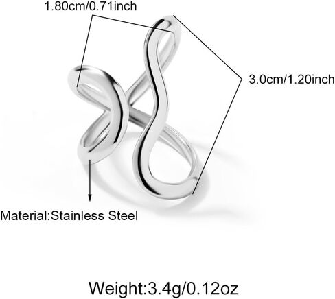 Chunky Rings for Women,Gold Silver Two Tone Asymmetrical Wavy Curve Open Ring Dainty Adjustable Stainless Steel Wrap Around Ring Fashion Minimalist Statement Jewelry Accessories in Saudi Arabia