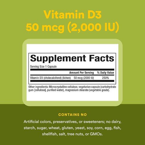 Natural Factors, Vegan Vitamin D3 2000 IU, Supports Bone and Immune Health, 90 Capsules in Saudi Arabia