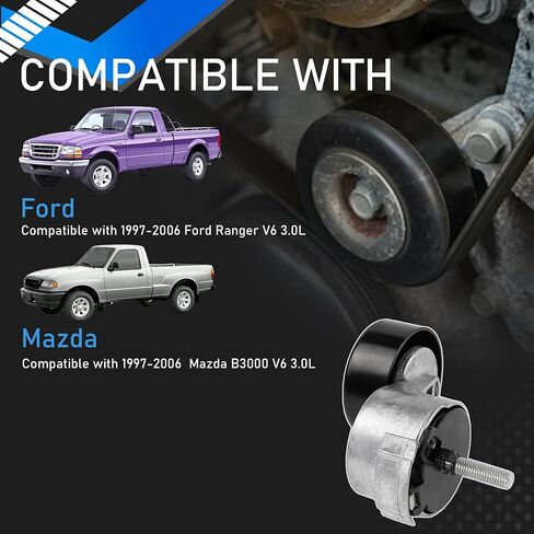 Serpentine Drive Belt Tensioner Pulley Idler Pulley Compatible with 1997-2006 Ford Ranger Mazda B3000 V6 3.0L Replaces 38385 38001 6PK2243 38114 in Saudi Arabia