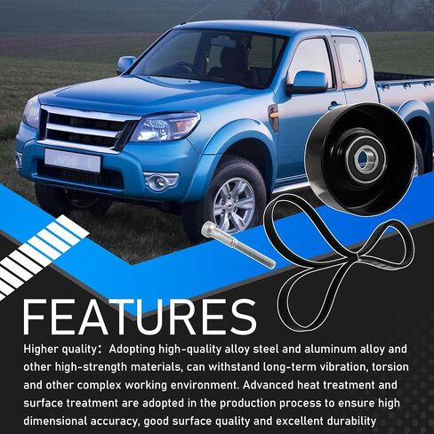Serpentine Drive Belt Tensioner Pulley Idler Pulley Compatible with 1997-2006 Ford Ranger Mazda B3000 V6 3.0L Replaces 38385 38001 6PK2243 38114 in Saudi Arabia