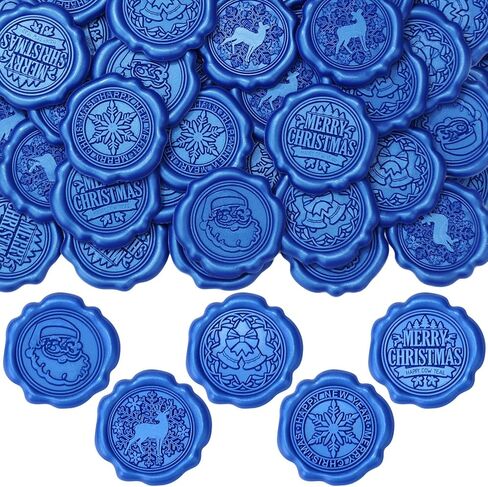 Dianelhall 50 Pcs Christmas Wax Seal Stickers Vintage Envelope Seal Stickers Embossed Christmas Wedding Sticker Roses Snowflake Stickers Self Adhesive Wax Seals for Wedding(Wine Red) in Kuwait