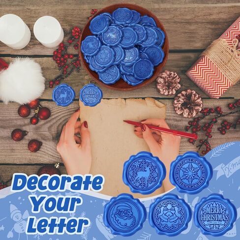 Dianelhall 50 Pcs Christmas Wax Seal Stickers Vintage Envelope Seal Stickers Embossed Christmas Wedding Sticker Roses Snowflake Stickers Self Adhesive Wax Seals for Wedding(Wine Red) in Kuwait