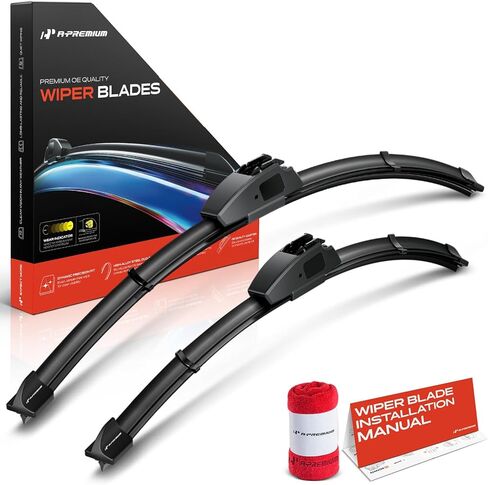 A-Premium Pack of 2 Windshield Wiper Blades with Wear Indicator & Towel - Compatible with Chevrolet Colorado, Aveo & GMC Canyon & Pontiac G3-22" and 18", Hook Connector, Left and Right in Saudi Arabia