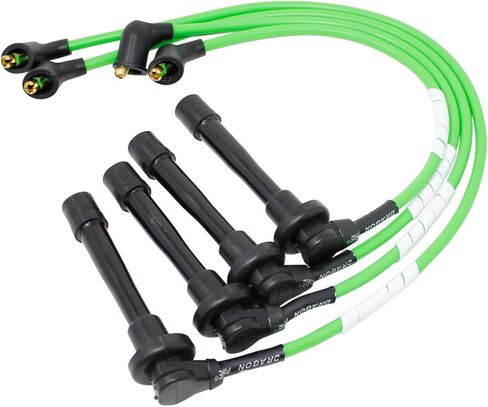 AIP Electronics Dragon FIRE Performance 8.5 مم أسلاك توصيل شرارة خضراء منخفضة المقاومة متوافقة مع 1992-2000 Acura EL وHonda Civic del Sol 1.5L 1.6L SOHC NGK HE76 8034 OEM Fit PWJ327 in Saudi Arabia