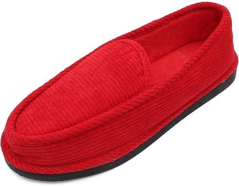 Bright Men's Corduroy House Slippers Bedroom Moccasin Shoes Red in Saudi Arabia