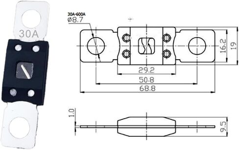 Mega Fuse 30A، 30A 32V، 30AMG، 30ANM، مسمار مصهر عالي التيار مناسب للسيارات والشاحنات ومركبات البناء والحافلات والقوافل (4 قطع) in Saudi Arabia