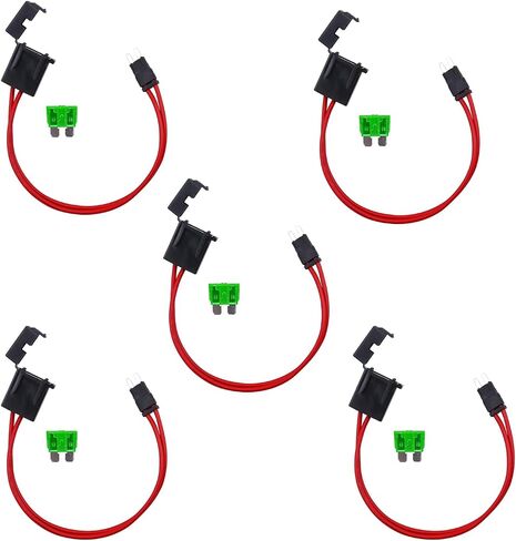 ZOOKOTO 5 قطع 32 فولت 16 AWG موصل حامل صمامات السيارة المتخصصة 10 أمبير، حامل الصمامات من نوع الشفرة الصغيرة المنخفضة للوحات ATM الصغيرة، مع 5 قطع 10 أمبير، 11.5 بوصة in Saudi Arabia