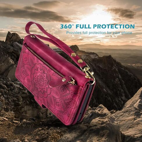 Harryshell Compatible with Samsung Galaxy A16 5G Wallet Detachable Magnetic Phone Case [Theft-Scan Blocking] Card Slots, Cash Zipper Pocket Wrist Strap (Floral Purple) in Kuwait