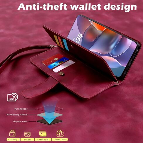 Harryshell Compatible with Samsung Galaxy A16 5G Wallet Detachable Magnetic Phone Case [Theft-Scan Blocking] Card Slots, Cash Zipper Pocket Wrist Strap (Floral Purple) in Kuwait