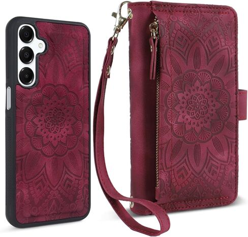 Harryshell Compatible with Samsung Galaxy A16 5G Wallet Detachable Magnetic Phone Case [Theft-Scan Blocking] Card Slots, Cash Zipper Pocket Wrist Strap (Floral Purple) in Kuwait