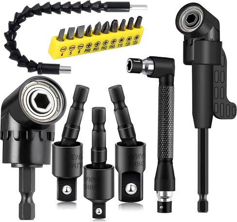 Impact Grade Driver Sockets Adapter Extension Set Drill Bit 3Pcs 1/4 3/8 1/2" Universal Socket Adapter Set and Right Angle Drill 105 Degree Right Angle Screwdriver set Drill Hex Bit Socket Adapter in Kuwait