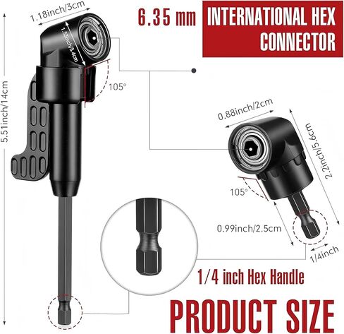Impact Grade Driver Sockets Adapter Extension Set Drill Bit 3Pcs 1/4 3/8 1/2" Universal Socket Adapter Set and Right Angle Drill 105 Degree Right Angle Screwdriver set Drill Hex Bit Socket Adapter in Kuwait