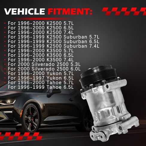AC Compressor Fit for C1500 /C2500 /C3500 /K1500 /K2500 /K3500, for Silverado Suburban Tahoe Yukon 1996-1999, Air Condition Compressor with Clutch Replace for 1136557 1136519 in Saudi Arabia