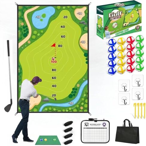 Golf Chipping Game with Golf Hitting Mat, Golf Practice Mat Kits, Chip and Stick Golf Game, Outdoor Games for Adults, Indoor Golf Game, Sticky Golf Mat Game, Mini Golf Game, Sticky Practice Golf Game in Saudi Arabia