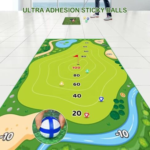 Golf Chipping Game with Golf Hitting Mat, Golf Practice Mat Kits, Chip and Stick Golf Game, Outdoor Games for Adults, Indoor Golf Game, Sticky Golf Mat Game, Mini Golf Game, Sticky Practice Golf Game in Saudi Arabia