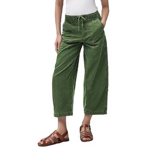 Flamingals Straight Leg Mid Waist Drawstring Stitch Detail Capri Pants for Women in Kuwait
