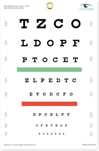 E Eye Chart Visual Acuity Chart for Eye Exams 10 Feet (9x14 Inches) in Kuwait