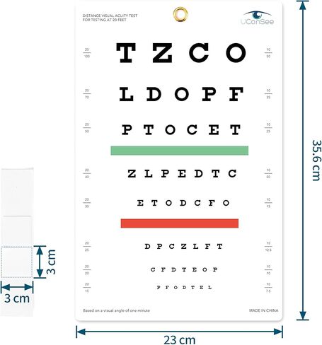 E Eye Chart Visual Acuity Chart for Eye Exams 10 Feet (9x14 Inches) in Kuwait