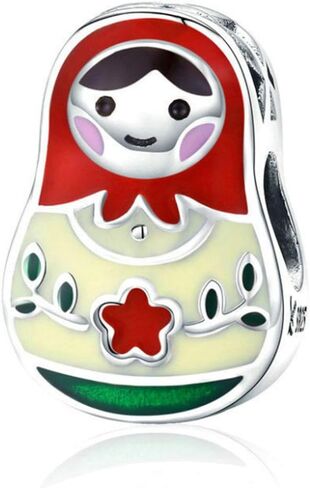 Matryoshka 925 Sterling Silver Russian Doll Charms Red Enamel Bead Charms Happy Mothers Day Christmas Charms for Pandora Bracelets Gifts for Her Mom Daughter Wife(Russian Doll Charms) in Saudi Arabia