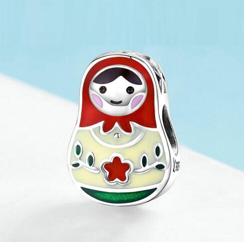 Matryoshka 925 Sterling Silver Russian Doll Charms Red Enamel Bead Charms Happy Mothers Day Christmas Charms for Pandora Bracelets Gifts for Her Mom Daughter Wife(Russian Doll Charms) in Saudi Arabia