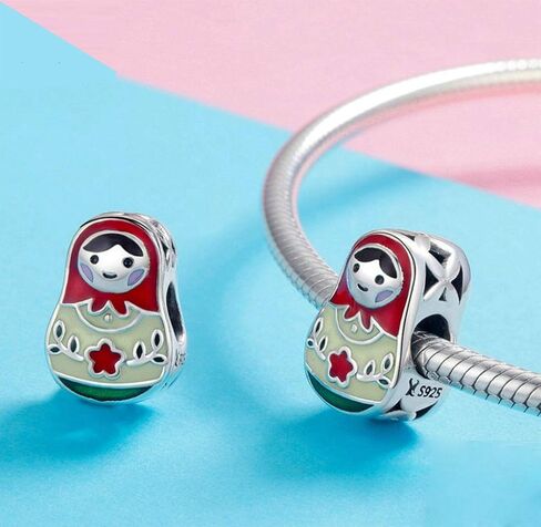 Matryoshka 925 Sterling Silver Russian Doll Charms Red Enamel Bead Charms Happy Mothers Day Christmas Charms for Pandora Bracelets Gifts for Her Mom Daughter Wife(Russian Doll Charms) in Saudi Arabia