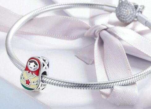 Matryoshka 925 Sterling Silver Russian Doll Charms Red Enamel Bead Charms Happy Mothers Day Christmas Charms for Pandora Bracelets Gifts for Her Mom Daughter Wife(Russian Doll Charms) in Saudi Arabia