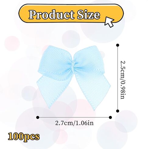 أقواس صغيرة، 100 قطعة من الأقواس الشريطية الوردية مقاس 2.54 سم من شريط الساتان الملتوي، أقواس صغيرة مصنوعة مسبقًا لحرف الخياطة اليدوية وتغليف الهدايا وسلة الزفاف وأعياد الميلاد وحفلات عيد الميلاد وديكورات القصاصات in Kuwait