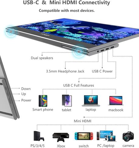 INNOCN 15.6 inch Portable Monitor Touchscreen PF15 Pro for Laptop FHD 1080P USB C HDMI External Display Travel Second Monitor for MacBook Windows Tablets Android Chrome PS4 Switch Mini PC in Kuwait