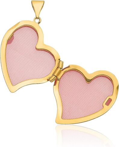 14k Yellow Gold Heart Personalized Photo Locket Necklace Charm Pendant Fine Jewelry For Women Gifts For Her in Saudi Arabia
