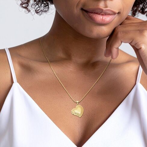 14k Yellow Gold Heart Personalized Photo Locket Necklace Charm Pendant Fine Jewelry For Women Gifts For Her in Saudi Arabia