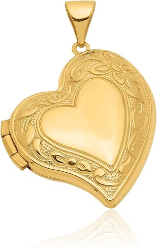 14k Yellow Gold Heart Personalized Photo Locket Necklace Charm Pendant Fine Jewelry For Women Gifts For Her in Saudi Arabia