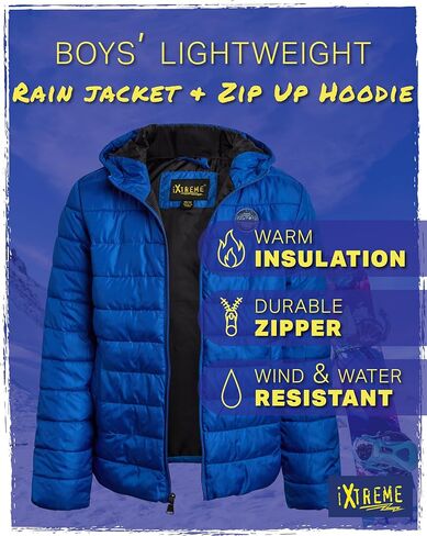 سترة منتفخة للأولاد من iXtreme - سترة منفوخة بسحاب كامل للأولاد - سترات شتوية مريحة للأولاد (4-18) in Kuwait