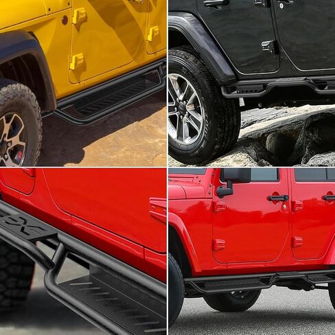 Running Boards Compatible with 2018-2025 Jeep Wrangler JL 4 Door, Black Powder Coated Nerf Bar w/Two Stairs Design All-Steel Build, Bolt-on Side Steps in Saudi Arabia