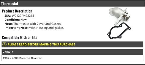Thermostat - with Cover and Gasket - Compatible with 1997-2008 Porsche Boxster in Saudi Arabia